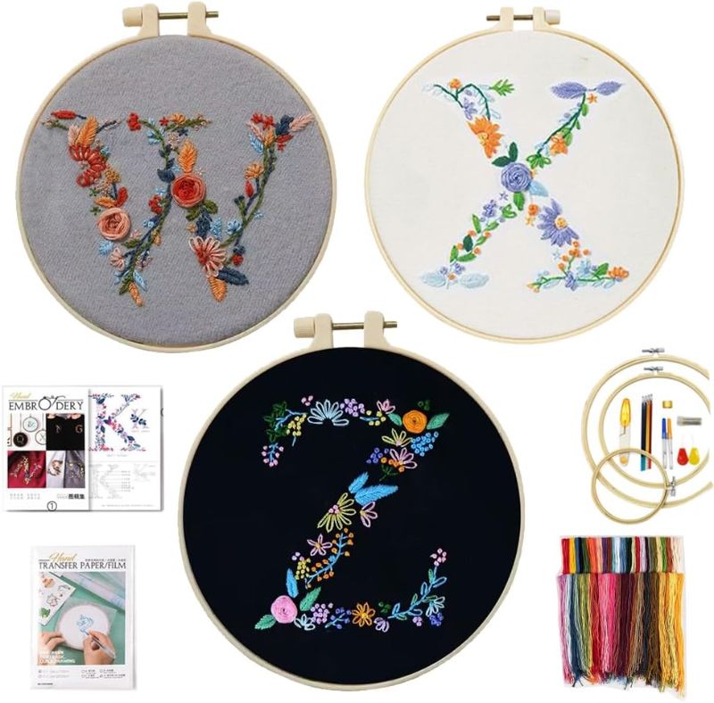 Photo 1 of 
LSTLQHX Embroidery Kit for Beginners with Pattern Video, Personalised Initial Letter A-Z Name Cross Stitch Kit Embroidery Starter Kit for Adults DIY Craft...