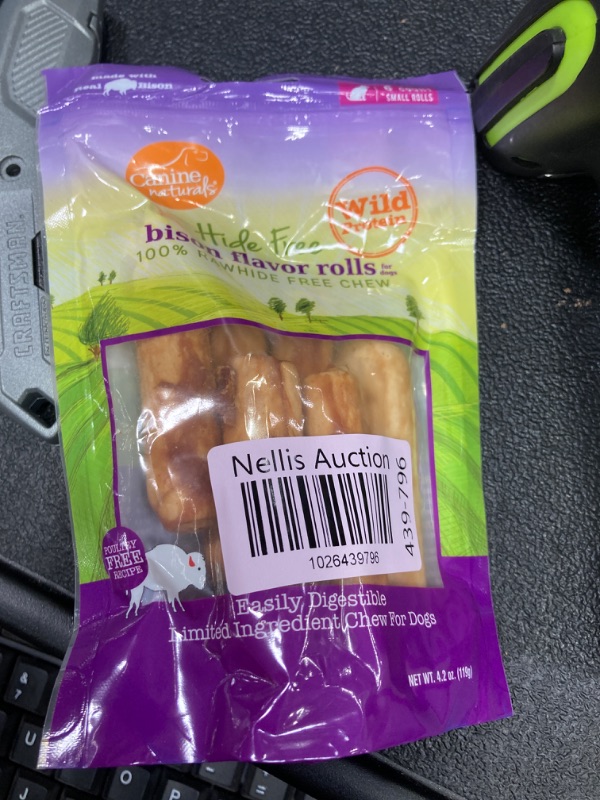 Photo 2 of Canine Naturals Bison Chew - Rawhide Free Dog Treats - Made with Real Bison - Poultry Free Recipe - Easily Digestible - 6 Pack of 2.5 Inch Mini Rolls for Dogs 20lb Or Less, Bison 4.2 Ounce (Pack of 6)