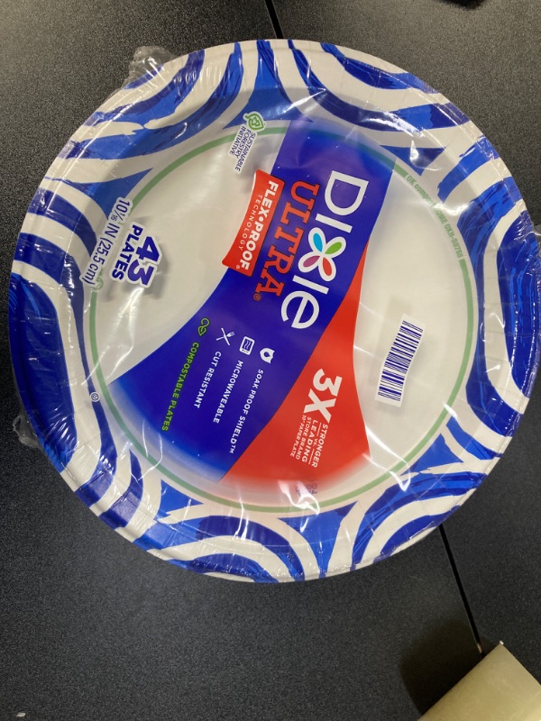 Photo 2 of Dixie Ultra, Large Paper Plates, 10 Inch, 43 Count, 3X Stronger*, Heavy Duty, Microwave-Safe, Soak-Proof, Cut Resistant, Disposable Plates For Heavy, Messy Meals