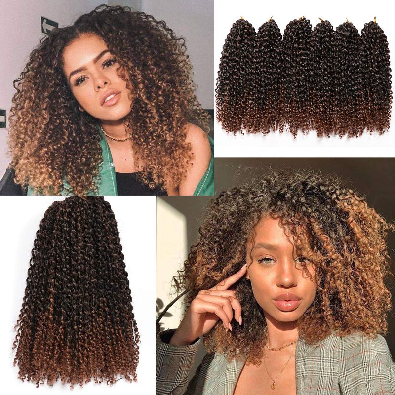 Photo 1 of 12 Inch Curly Crochet Hair For Black Women (1b/30#)