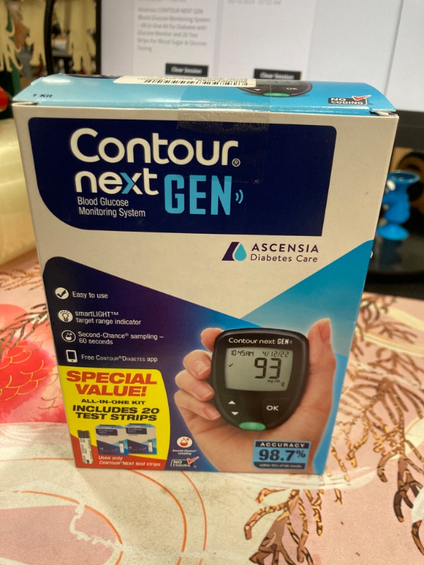 Photo 2 of Ascensia CONTOUR NEXT GEN Blood Glucose Monitoring System – All-in-One Kit for Diabetes with Glucose Monitor and 20 Test Strips For Blood Sugar & Glucose Testing