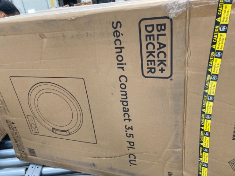 Photo 1 of BLACK+DECKER BCED37 Compact Dryer for Standard Wall Outlet, Small, 4 Modes, Load Volume 13.2 lbs., White
