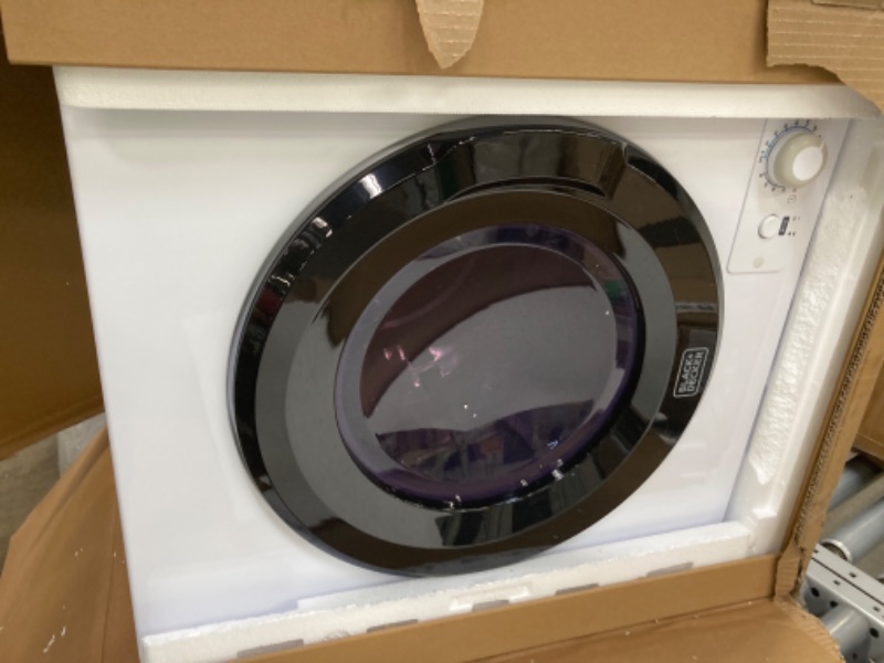 Photo 1 of BLACK+DECKER BCED37 Compact Dryer for Standard Wall Outlet, Small, 4 Modes, Load Volume 13.2 lbs., White