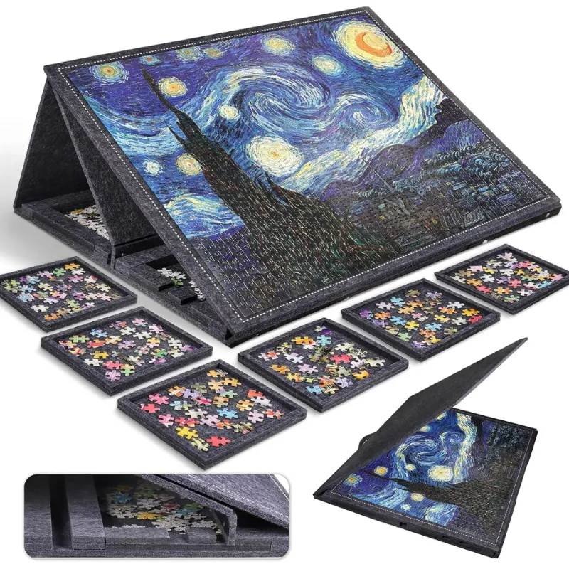 Photo 1 of 1000 Pieces Jigsaw Puzzle Board with 6 Drawers and Cover,30"x22" Felt Jigsaw Puzzle Table for Adults