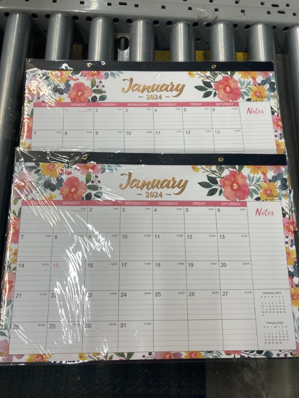 Photo 2 of 2024 Desk Calendar - Jan. 2024 - Dec. 2024, 2024 Calendar, 16.8" x 12", 12 Monthly Calendar, Desk Calendar with 2 Corner Protectors, Thick Paper, Large ruled Blocks - Floral (2 PACK)