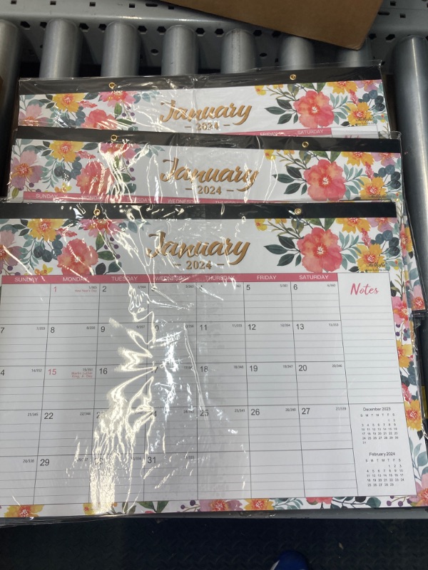 Photo 2 of 2024 Desk Calendar - Jan. 2024 - Dec. 2024, 2024 Calendar, 16.8" x 12", 12 Monthly Calendar, Desk Calendar with 2 Corner Protectors, Thick Paper, Large ruled Blocks - Floral (3 PACK)