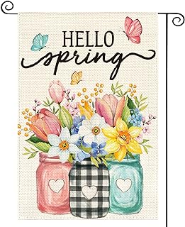 Photo 1 of 12x18 inch hello spring yard outdoor flag  