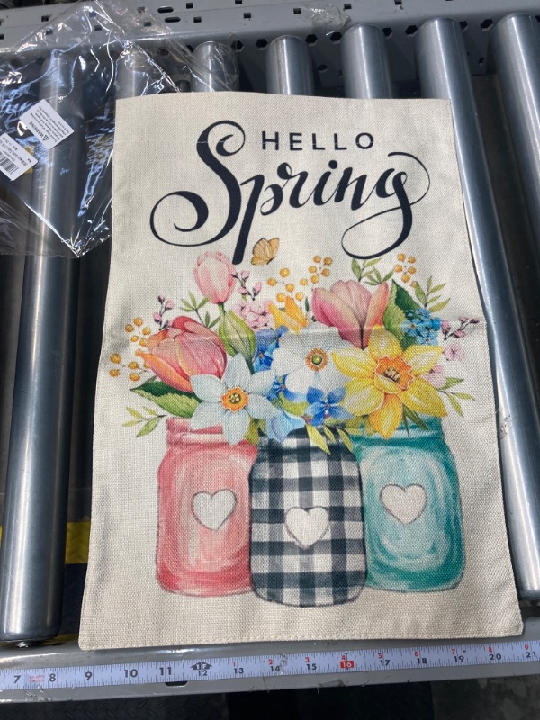 Photo 2 of 12x18 inch hello spring yard outdoor flag  