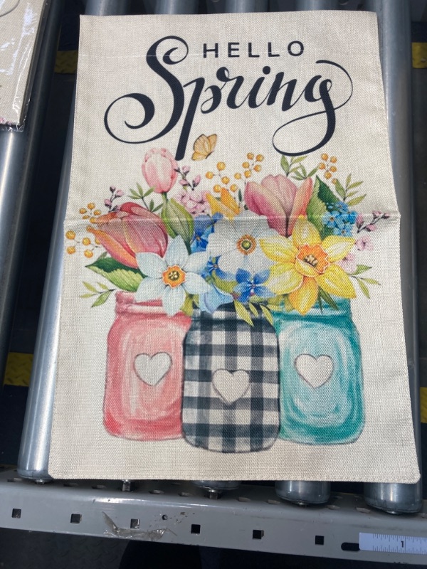 Photo 2 of 12x18 HELLO SPRING garden flag  double sided 