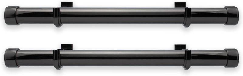 Photo 1 of **SILVER** Luxury 17" Custom Side Mount Curtain Rods – 1 1/4" Large Diameter – Premium Brackets & Endcaps – Signature Collection, Set of Two – Polished Black Finish
