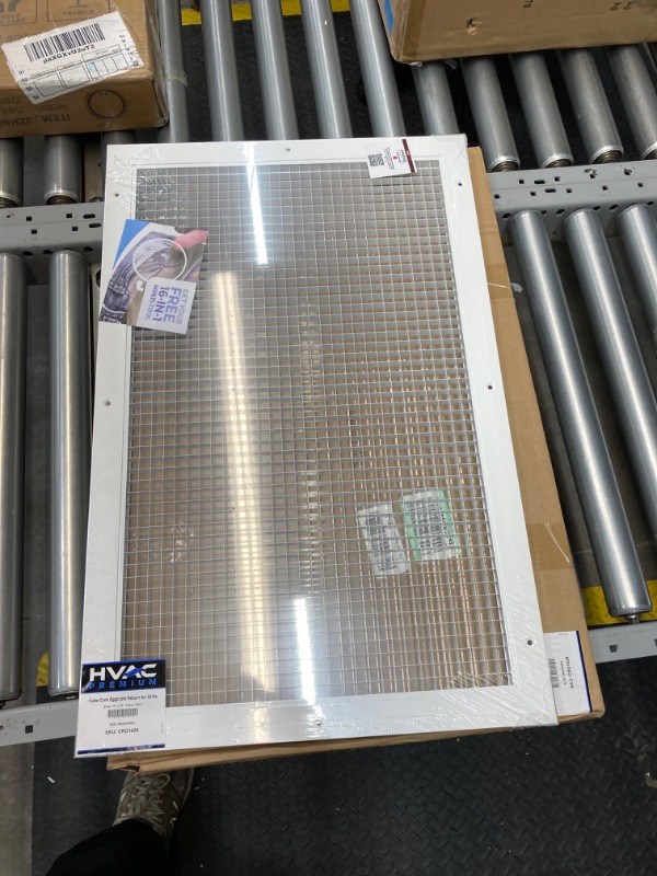 Photo 2 of 16" x 26" or 26" x 16" Cube Core Eggcrate Return Air Grille - Aluminum Rust Proof - HVAC Vent Duct Cover - White [Outer Dimensions: 18.75] 16 x 26 Return Grille