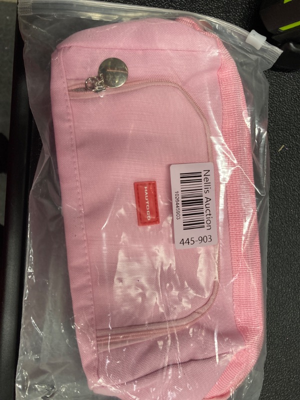 Photo 1 of HAUTOCO Big Capacity Pencil Case Large Storage Pencil Pouch Canvas Handheld Pen Bag Portable Makeup Bag Aesthetic Stationery Bag Holder Box Desk Organizer for School Office Teen Girl Boy, Pink