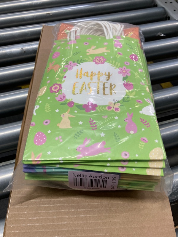 Photo 2 of Capoda 30 Pcs Easter Gift Bags with 30 Pcs Tissue Paper Easter Kraft Paper Bags Easter Treat Bags with Handle Easter Bunny Egg Hunt Candy Bags for Kids Easter Spring Party Favor Party Gift Wrapping