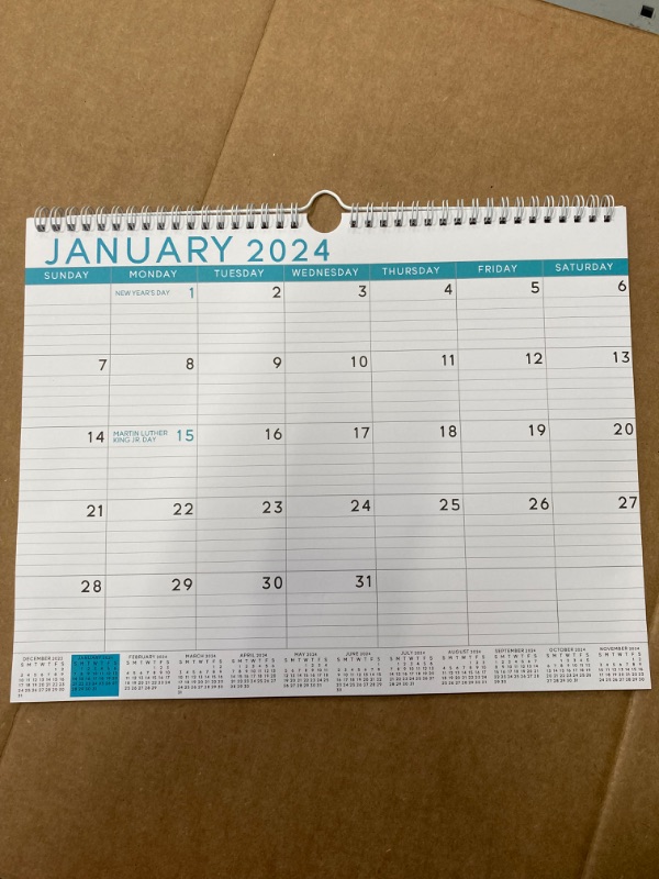 Photo 2 of S&O Blue Business Wall Calendar from January 2024-June 2025 - Tear-Off Monthly Calendar - 18 Month Academic Wall Calendar - Hanging Calendar with 12 Month Mini-Calendars - 13.5"x10.5”in 2Pack