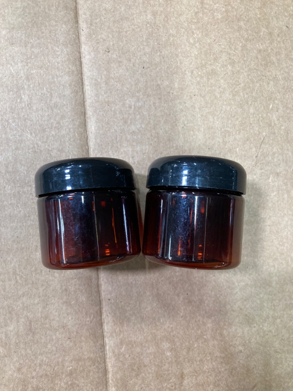 Photo 1 of 2oz Amber PET Heavy Wall Jar with Lid Black | 24 count Empty | Haircare and Skincare| Gel, Serum, Moisturizer, Masque