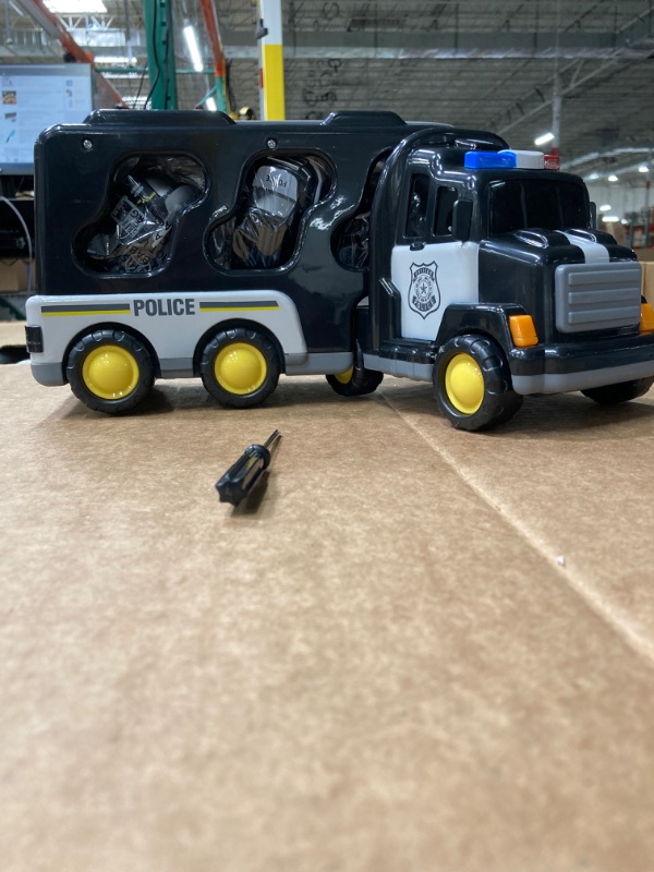 Photo 2 of Doloowee Police Truck Toys Toddlers 3 4 5 6 Years Old, 7 in 1 Truck Friction Power Toy Car Christmas Birthday Gifts for Boys & Girls 3-5 Years Old 7 in 1 Police Truck