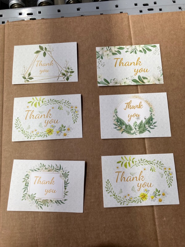 Photo 2 of Thank You Cards with Kraft Envelopes and Coordinating Stickers,100 Pcs Green Plant Thank You Card?4x6 Inches Wedding Thank You Cards Baby Shower Thank You Notes for Bridal Shower Business Birthday