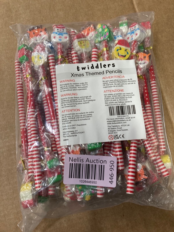 Photo 1 of THE TWIDDLERS 50 Christmas Pencils with Eraser Toppers - Xmas Stocking Stuffers