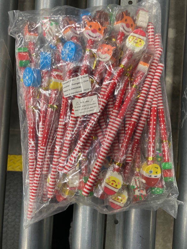 Photo 2 of THE TWIDDLERS 50 Christmas Pencils with Eraser Toppers - Xmas Stocking Stuffers