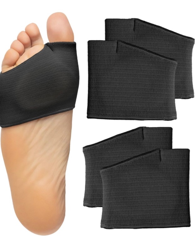 Photo 1 of ZenToes Metatarsal Pads for Men and Women - Ball of Foot Pain Relief Cushions for Sesamoiditis, Metatarsalgia, Morton's Neuroma - 2 Pairs Fabric Sleeves with Gel Inserts (Medium, Black 5-6.5 small )
