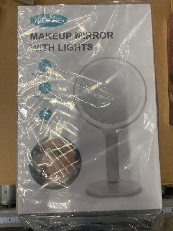 Photo 1 of 2 NICARE Makeup Mirror, Vanity Mirror with Lights, 1X/ 5X Magnifying & Lighted with 3 Colors, Magnetic Base, 360 Degree Rotation, LED Travel Makeup Mirrors, Cosmetic Mirror, Idea Gifts for Women