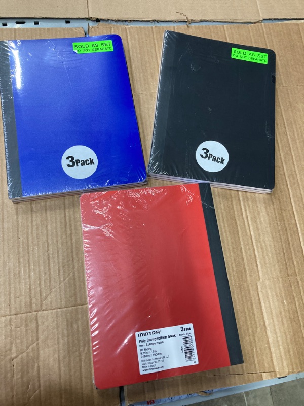 Photo 2 of Mintra Office Poly Composition Book (3 Pack, Black Blue Red) 3 Pack Black Blue Red