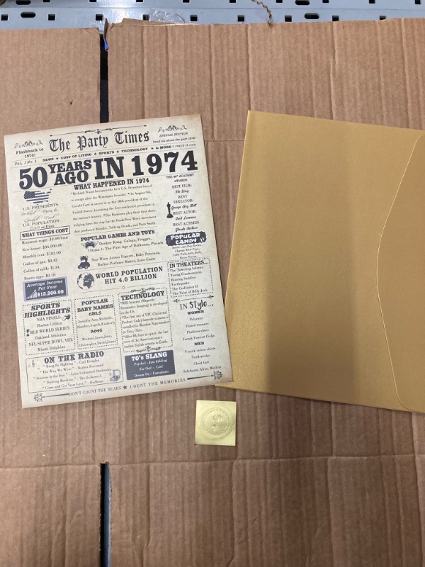 Photo 1 of Jumbo 50th Birthday Card for Him Her, Retro 50 Years Old Birthday Card for Friends, Funny 50th Birthday Gifts for Parents, Back in 1974 Birthday Card Gift for Grandpa Grandma
