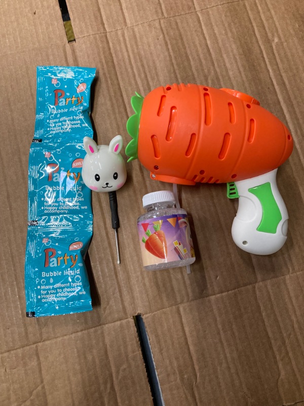 Photo 1 of Easter Basket Stuffers Bunny Rabbit Gifts for Kids Bubble Machine Blower Outdoor Indoor Automatic Maker Toys Birthday Party Gifts Toys for 1 2 3 4 5 6 7 8 + Year Old Toddlers Girls Boys