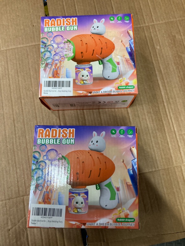 Photo 1 of Easter Basket Stuffers Bunny Rabbit Gifts for Kids Bubble Machine Blower Outdoor Indoor Automatic Maker Toys Birthday Party Gifts Toys for 1 2 3 4 5 6 7 8 + Year Old Toddlers Girls Boys