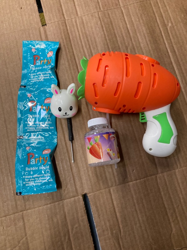 Photo 2 of Easter Basket Stuffers Bunny Rabbit Gifts for Kids Bubble Machine Blower Outdoor Indoor Automatic Maker Toys Birthday Party Gifts Toys for 1 2 3 4 5 6 7 8 + Year Old Toddlers Girls Boys