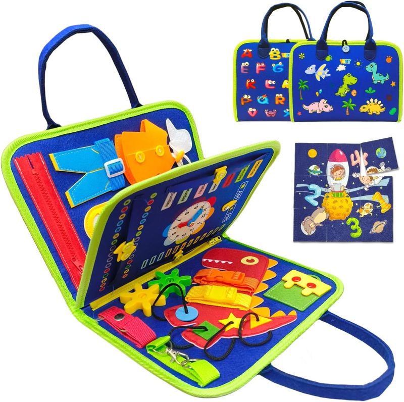 Photo 1 of Busy Board Toys for 1 2 3 4 Year Old, Sensory Educational Toys, Sensory Board with Buckles Educational Activities for Learning Fine Motor Skills, Gifts for Girls Boys