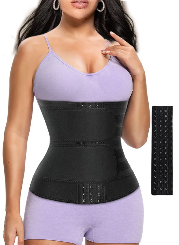 Photo 1 of *** BUNDLE 2 PACK *** HOPLYNN Sweat Band Waist Trainer for Women Belly with One Extra Hook Black 2 / Extra Hook 3X-Large