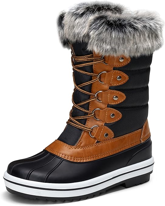 Photo 1 of SIZE 6 Vepose Women's 970A/971A Mid Calf Boots,Waterproof Insulated Snow Tall Boots Laces Warm Fur Shoes
