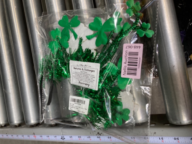 Photo 2 of *** BUNDLE 2 pack *** Formery Saint Patrick's Day Headband Green Light Up Shamrock Hair Band Irish Festival Party Glitter Gnome Clover LED Flash Headpiece for Women and Girls