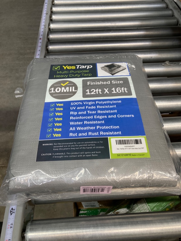 Photo 2 of 12FT X 16FT Silver Heavy Duty TARP, Multipurpose Waterproof, 10 mil Poly tarp, Protective Cover, Rust Proof Polycarbonate Grommets, All Weather, Durable, Reinforced Edges Silver 12x16 ft