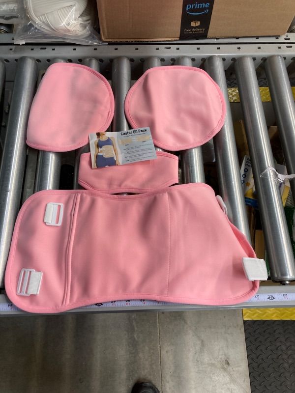 Photo 1 of *** BUNDLE 2 PACK *** Castor Oil Pack Kit Wool Flannel Organic Castor Oil Pack Wrap for Waist and Neck and Breasts,with Adjustable Strap and Pocket, Reusable Castor Oil Packs for Liver Detox (Pink Set)