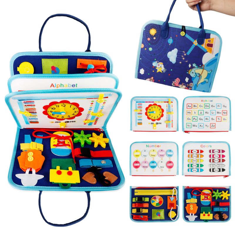 Photo 1 of ***BUNDLE 2 PACK *** DICTAMNI Busy Board Toys for 1 2 3 4 Year Old, Sensory Educational Toys, Sensory Board with Buckles Educational Activities for Learning Fine Motor Skills, Gifts for Girls Boys