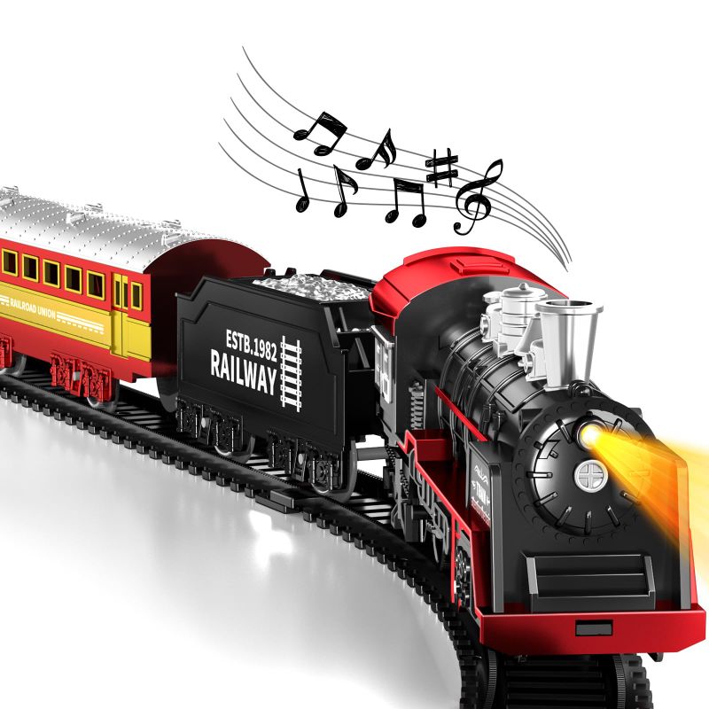 Photo 1 of *** BUNDLE 2 Pack*** Doloowee Mini Christmas Train ElectricTrain Set with Retro Classic Steam?18pcs? Light & Sounds, Gift for Kids, Boys & Girls 3-6 Years 18 Pcs