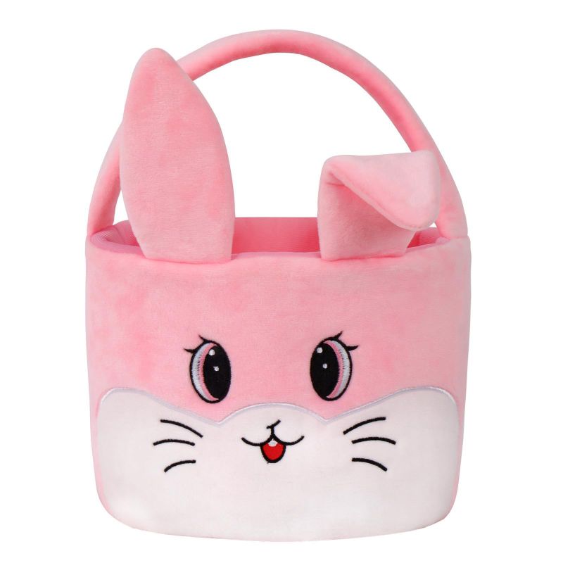 Photo 1 of *** BUNDLE 2 Pack*** Easter Egg Baskets for Kids Bunny Basket with Folded Ears Easter Bag Buckets Hunting Gifts for Boys and Girls Pink