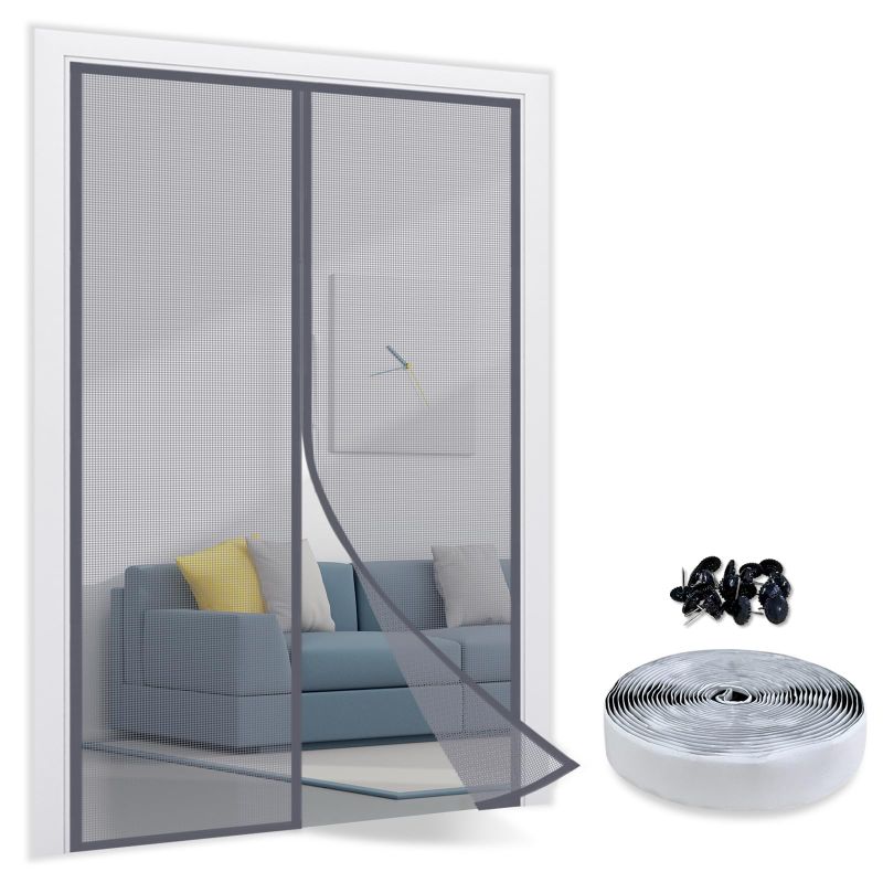 Photo 1 of *** BUNDLE 2 PACK *** TheFitLife Fiberglass Magnetic Screen Door - Heavy Duty Mesh with Full Frame Hook and Loop Powerful Magnets That Closure Automatically, Door Screen Mesh Net Single door 34"x83"