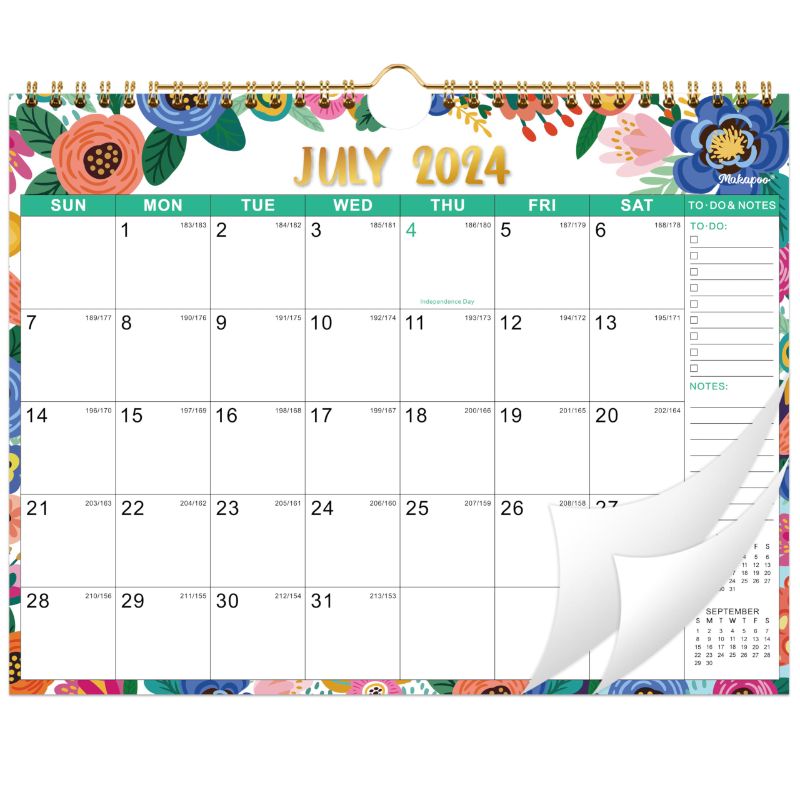 Photo 1 of *** BUNDLE 3 Pack *** Calendar 2024 Wall Calendar 11" x 8.5", 18 Monthly Wall Calendar 2024-2025 with Thick Paper + Julian Date - Floral 11" x 8.5" 