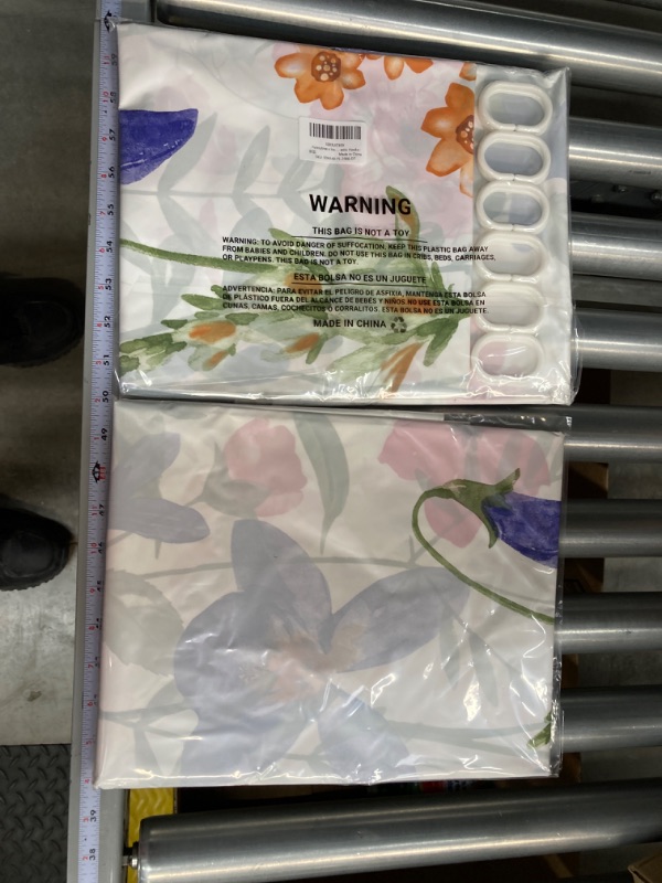 Photo 1 of *** BUNDLE 2 Pack *** Funnytree 72x72 Inch Floral Plant Watercolor Flower Lightweight PEVA Waterproof Shower Curtain with 12 Plastic Hooks Pink Plastic
