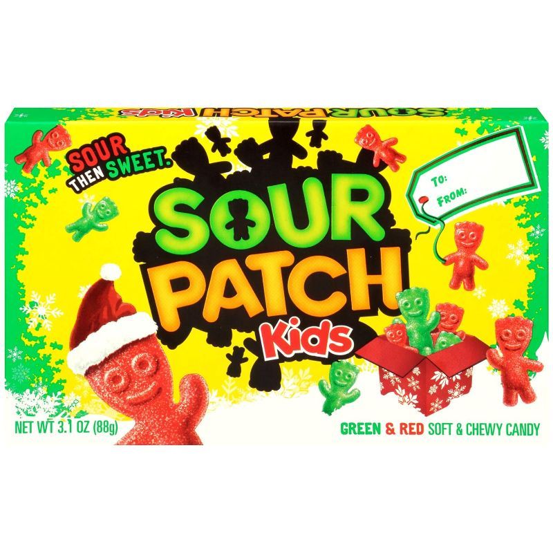 Photo 1 of *** BUNDLE 10 PACK *** Sour Patch Kids Green & Red Christmas Holiday Gummy Candy - Gift Box, 3.1 Ounce
