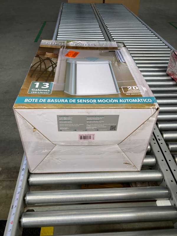 Photo 1 of 13 Gal. Silver Stainless Steel Rectangular Shape Motion Sensor Trash Can
