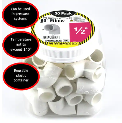 Photo 1 of ***BUNDLE 2 PACK (60pcs total) *** 1/2 in. PVC Sch 40 90-Degree Elbow Pro Pack (30-Pack)