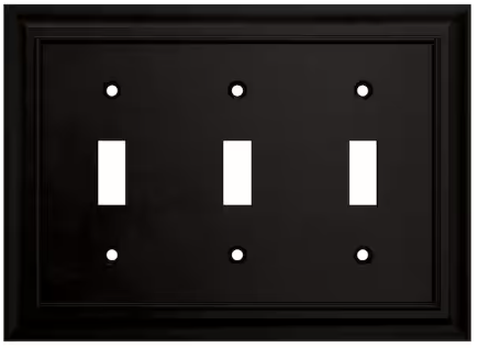 Photo 1 of *** BUNDLE 2 PACK *** Derby 3-Gang Triple Light Switch/Toggle Wall Plate, Matte Black (1-Pack)
