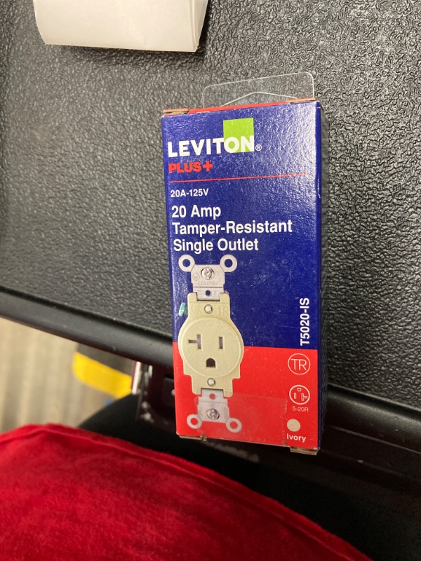 Photo 2 of Leviton R51-T5020-0IS 20 Amp Ivory Single Power Temper Resistant Outlet