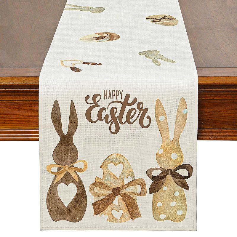 Photo 1 of *** BUNDLE 4 PACK *** Patio Choice Easter Bunny Eggs Table Runner 72 Inches Long for Dining Table,Spring Seasonal Kitchen Table Decorations for Indoor Outdoor Home Party Decor Beige Bunny & Eggs 13"×72"