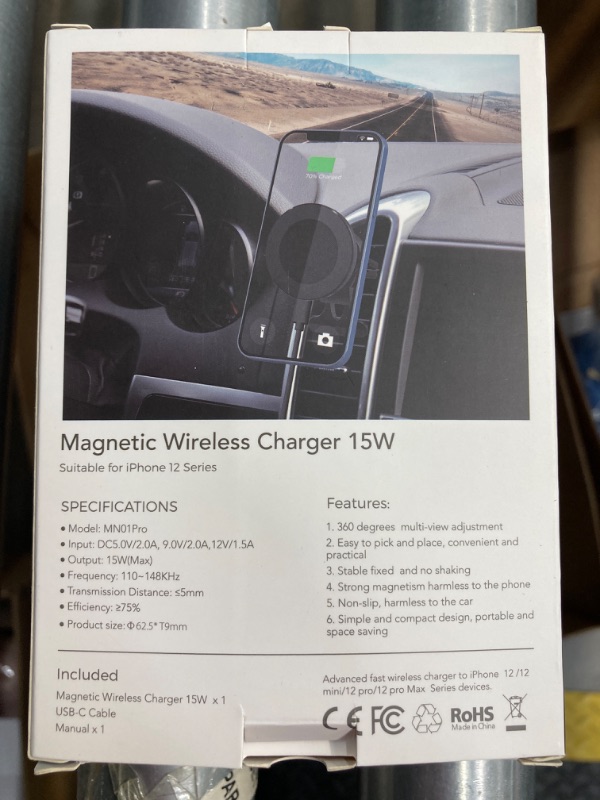 Photo 1 of Magnetic Wireless   Car Charger, 15W Fast Charging compatible with iPhone 12 series