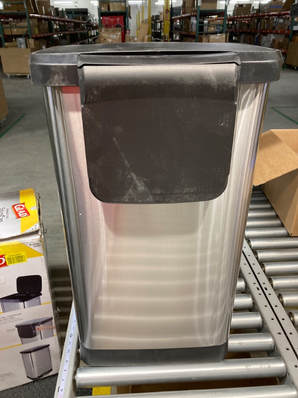 Photo 5 of ***Minor Damage*** Glad Stainless Steel Step Trash Can with Clorox Odor Protection | Large Metal Kitchen Garbage Bin with Soft Close Lid, Foot Pedal and Waste Bag Roll Holder, 20 Gallon, Stainless Stainless 20 Gallon